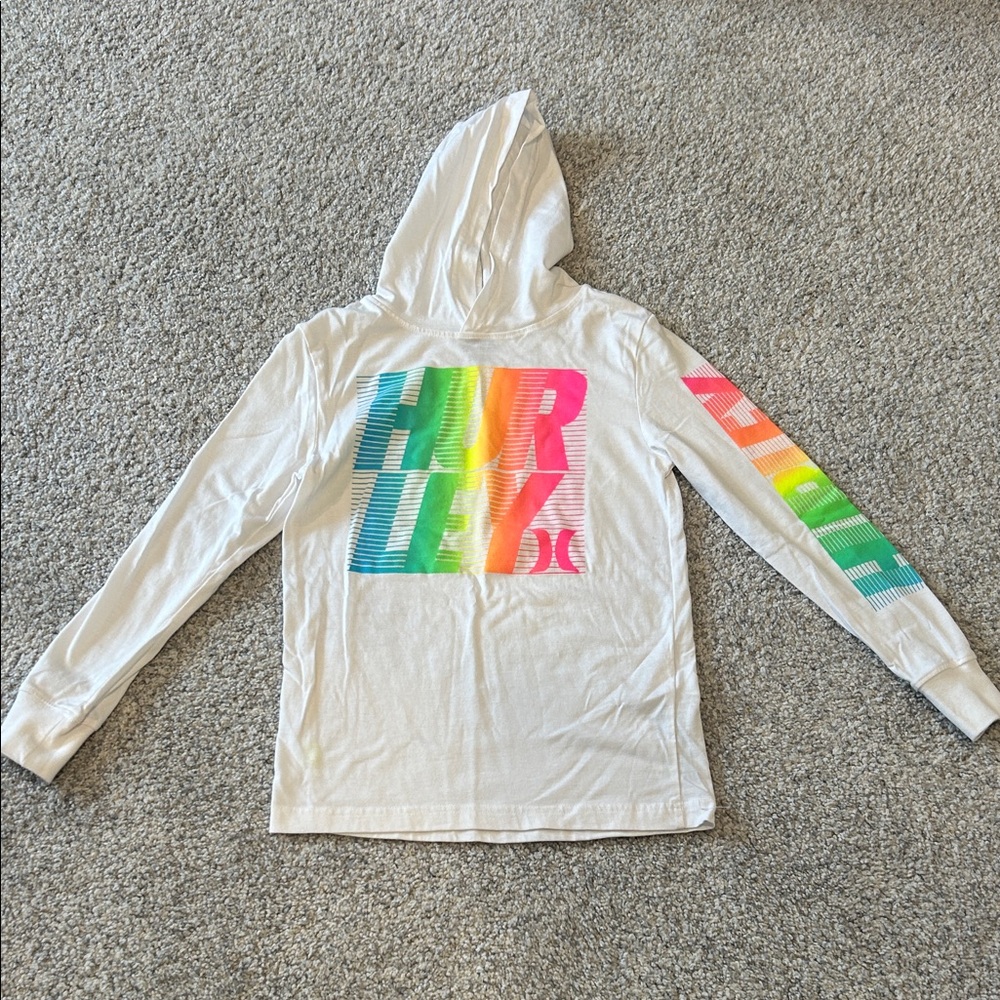 Hurley Kids White Hoodie with Colorful Gradient Logo